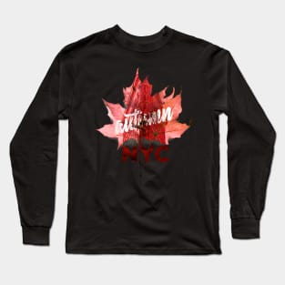 New York building inside a leaf autumn Long Sleeve T-Shirt